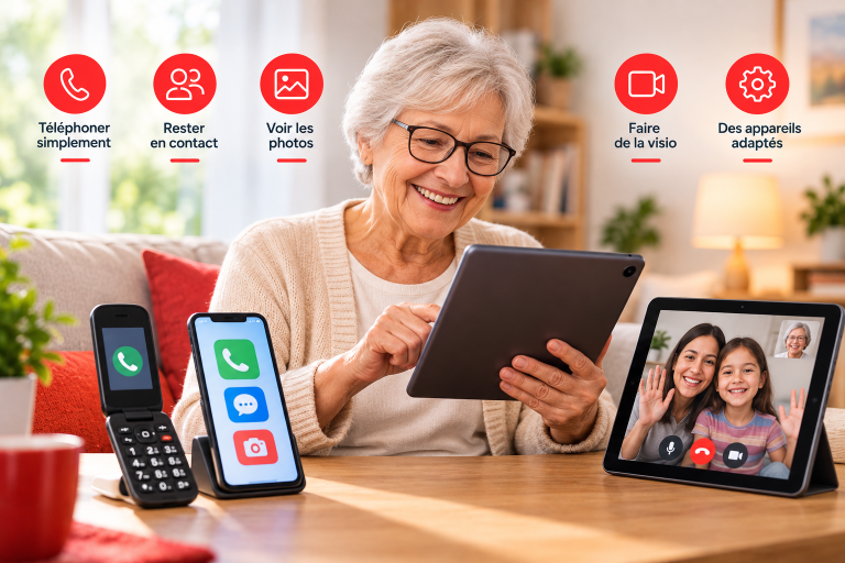 Téléphone et tablette pour senior